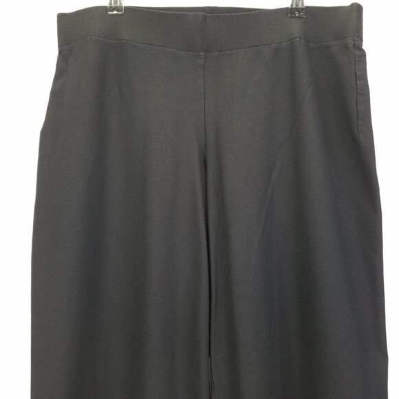 EILEEN FISHER Pants Women's M Ponte Knit Tapered Leg Elastic Waist Pull On Black - Picture 2 of 10